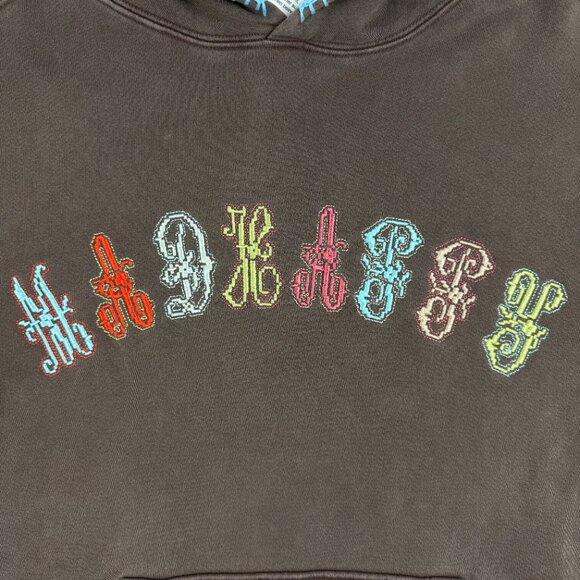 MadHappy Hoodie Mens Extra Small XS Brown Pixel Point Spring Graphics Fleece - Picture 8 of 12